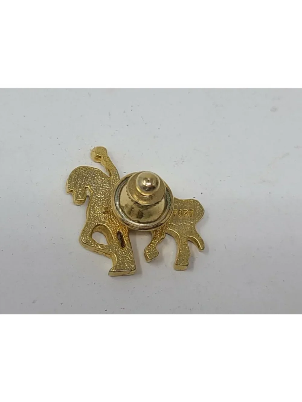 Vintage Carousel Horse Brooch Pin White Enamel Signed Fort